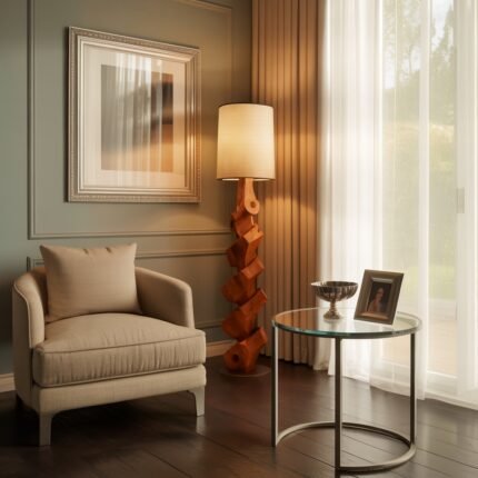 MODERN SCULPTURAL FLOOR LAMP BROWN