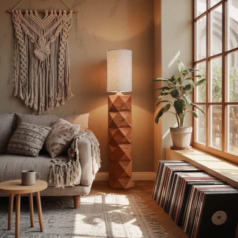 CONTEMPORARY SCULPTURAL LAMP BROWN