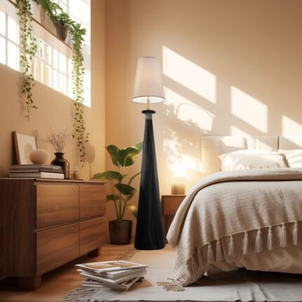 MODERN WOOD FLOOR LAMPS BLACK