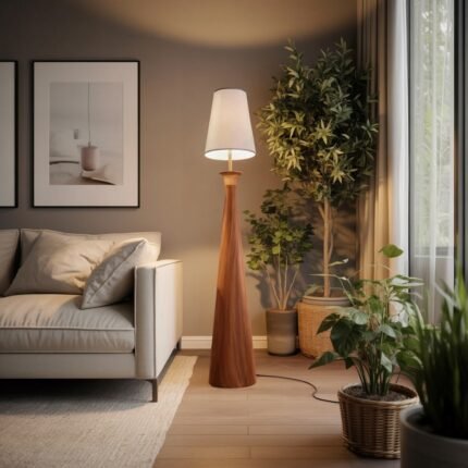 MODERN WOOD FLOOR LAMPS BROWN
