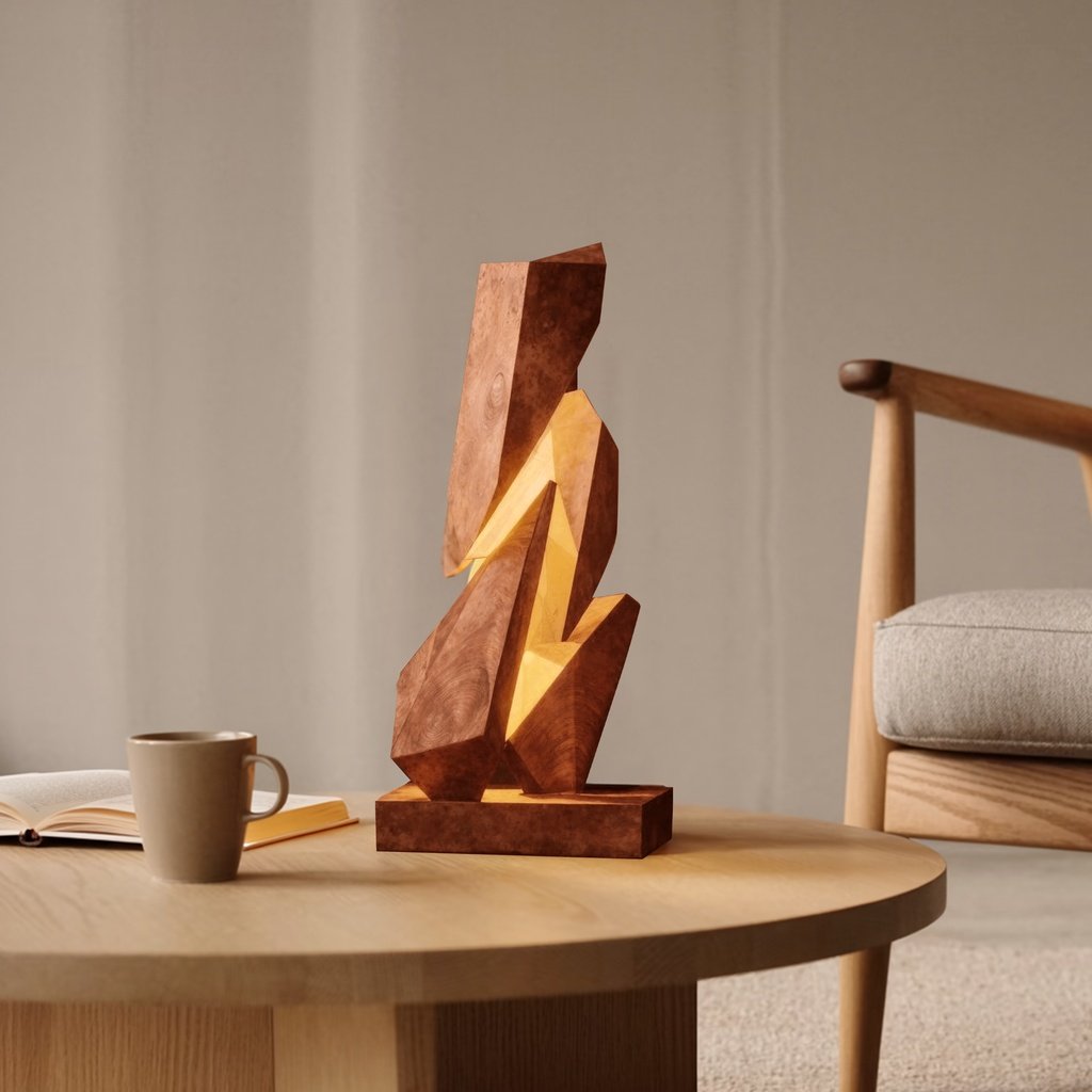 45_rustic_geometric_table_6 RUSTIC GEOMETRIC TABLE LAMP BROWN