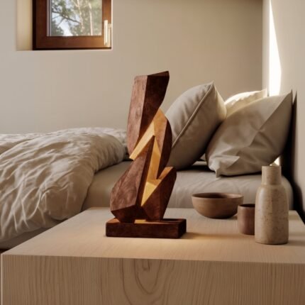 RUSTIC GEOMETRIC TABLE LAMP WALNUT