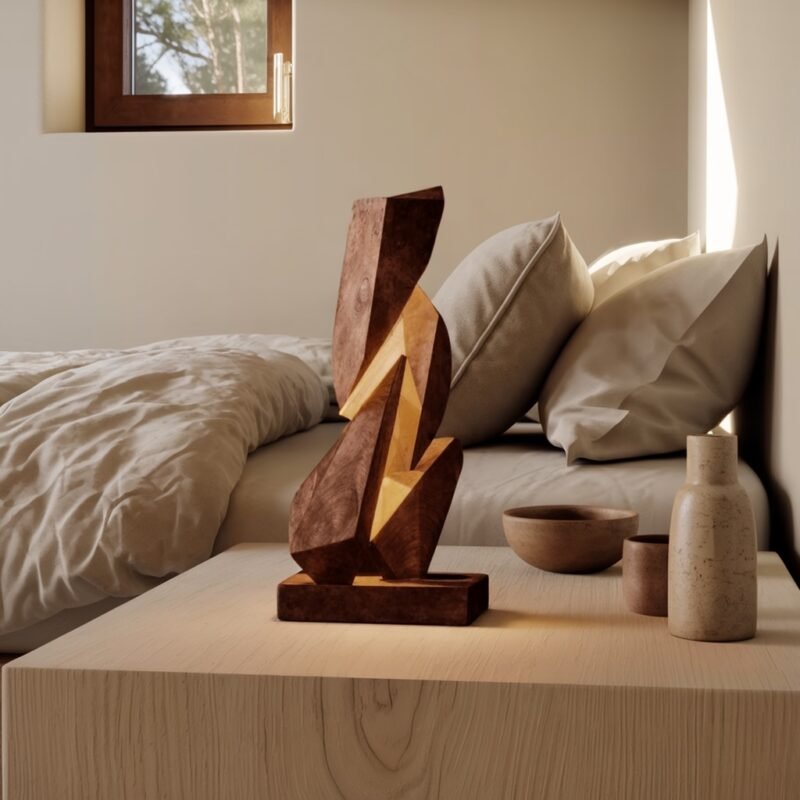 RUSTIC GEOMETRIC TABLE LAMP WALNUT