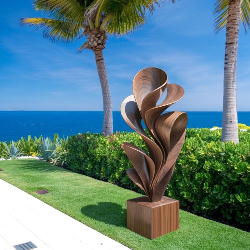 FARMHOUSE SOLID WOOD SCULPTURE OUTDOOR BROWN