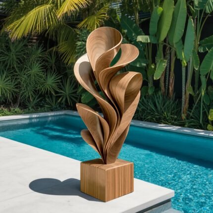 FARMHOUSE SOLID WOOD SCULPTURE OUTDOOR OAK