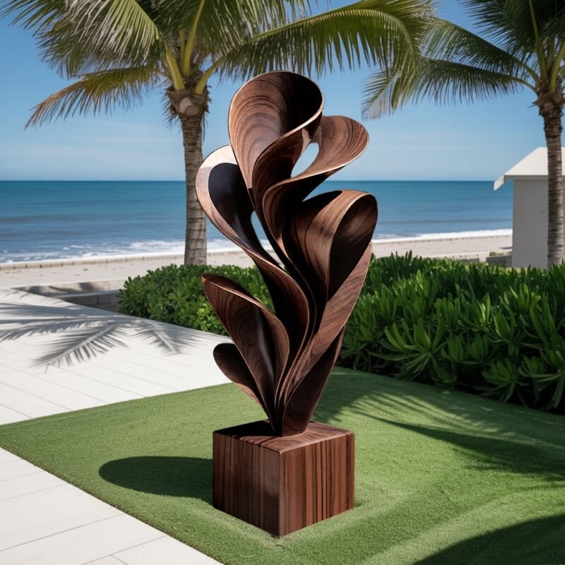 FARMHOUSE SOLID WOOD SCULPTURE OUTDOOR WALNUT