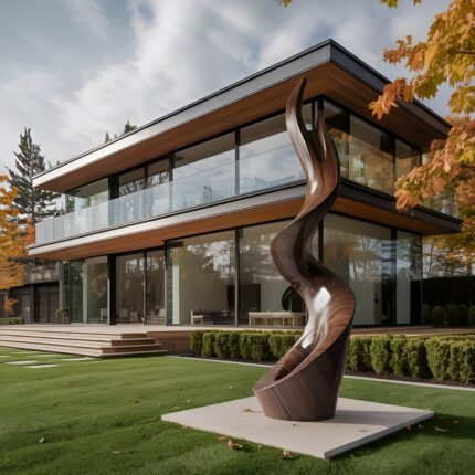 MID CENTURY WALNUT ABSTRACT SCULPTURE