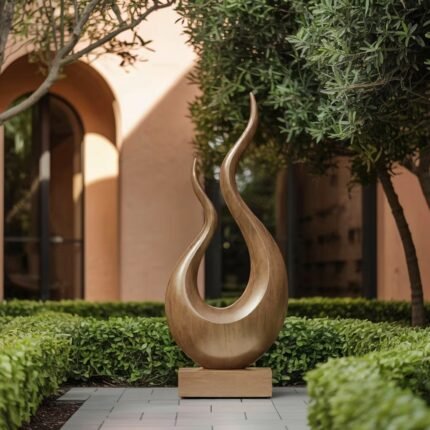 MID CENTURY WOODEN SCULPTURE OAK