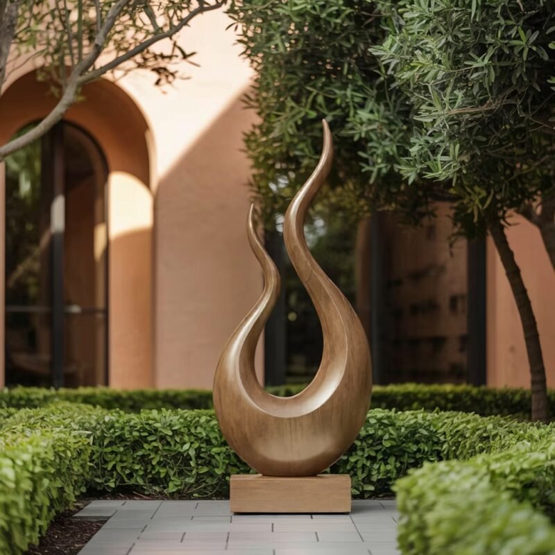 MID CENTURY WOODEN SCULPTURE OAK