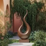 MID CENTURY WOODEN SCULPTURE BROWN