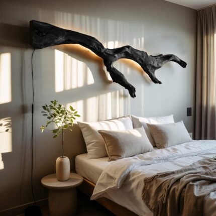 MODERN ORGANIC WALL LIGHT BRANCH BLACK