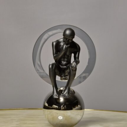 THINKER ON CHROME SPHERE SMALL