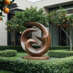 FARMHOUSE ABSTRACT WOODEN SCULPTURE BROWN