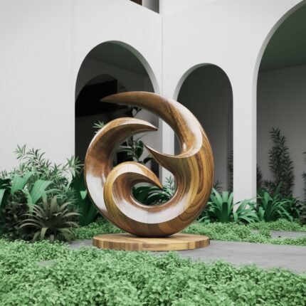 FARMHOUSE ABSTRACT WOODEN SCULPTURE OAK