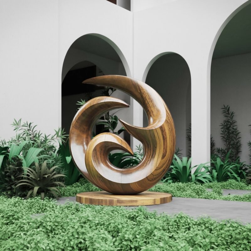 FARMHOUSE ABSTRACT WOODEN SCULPTURE OAK