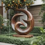 FARMHOUSE ABSTRACT WOODEN SCULPTURE BROWN