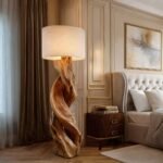 RUSTIC SCULPTURAL FLOOR LAMP BROWN