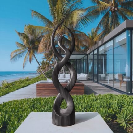 MODERN ABSTRACT WOODEN SCULPTURE BLACK