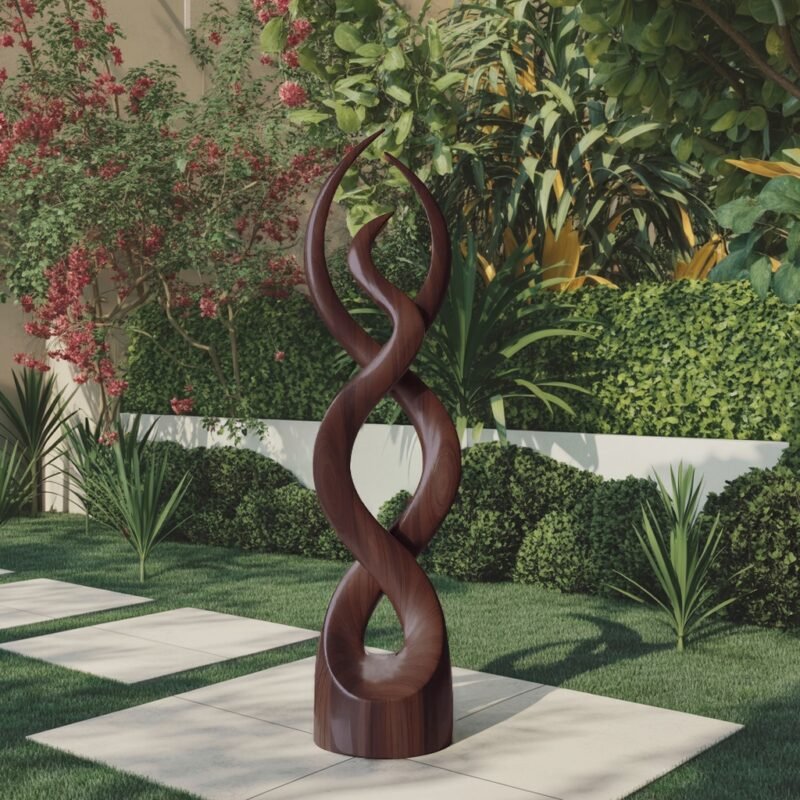 MODERN ABSTRACT WOODEN SCULPTURE WALNUT
