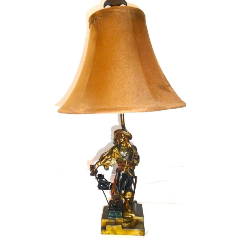 Antique Bronze Lamp Figure Swashbuckler