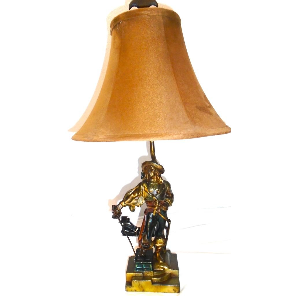 Antique Bronze Lamp Figure Swashbuckler Antique Bronze Lamp Figure Swashbuckler