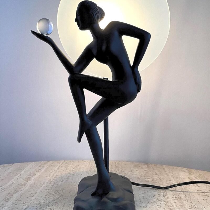 Art Deco Frank Art Style Dancing Woman Holding a Sphere