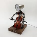 Steampunk Robot Cello Player Novelty Table Lamp