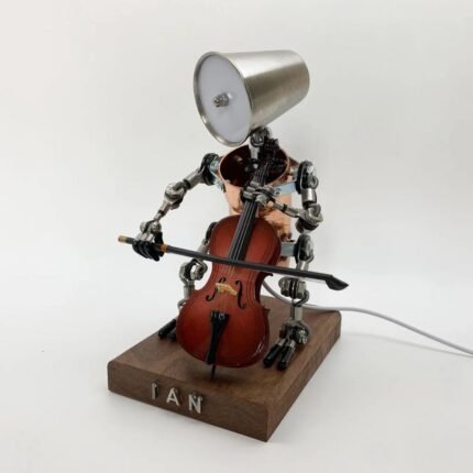 Steampunk Robot Cello Player Novelty Table Lamp