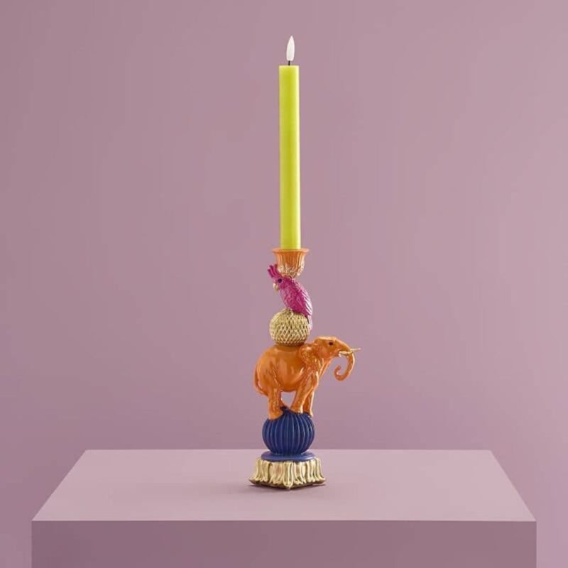 Candleholder Elephant with Cockatoo Hand Painted Art Sculptures