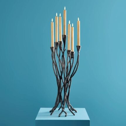 Candlestick Roots Black Aluminum Art Sculpture
