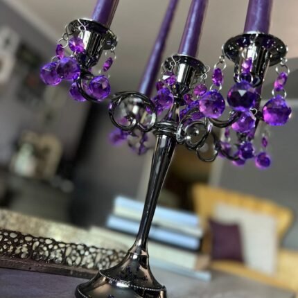 Candelabra with 5 Crystals Art Sculptures