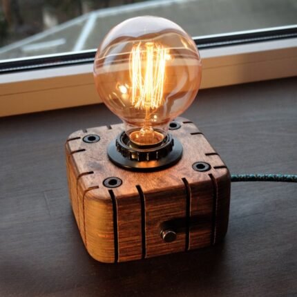 Edison Steampunk Wooden Table Lamp
