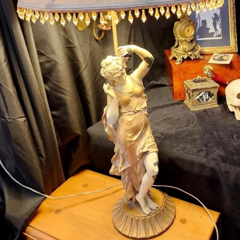 Art Nouveau Spelter Novelty Table Lamp