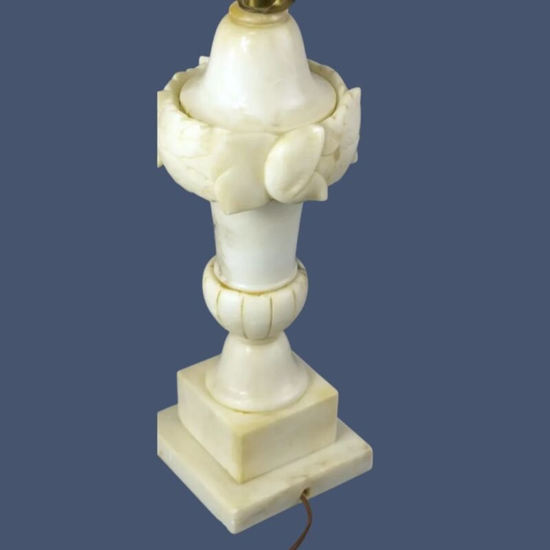 Antique Neoclassical Hand Carved Italian Marble Table Lamp