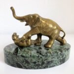 Art Deco Bronze Elephant & Tiger Statue