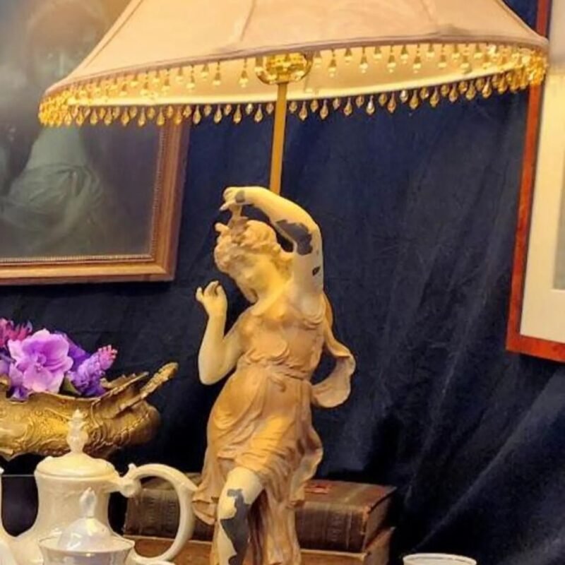 Art Nouveau Spelter Novelty Table Lamp