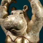 Gold Hippo Ballerina Animal Sculpture