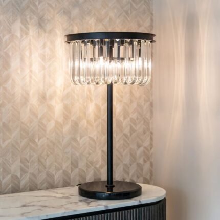 Bessy Black Crystal Table Lamp | Glass Table Lamp