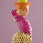 Candleholder Elephant with Cockatoo Hand Painted Art Sculptures