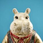 Card Holder Hippopotamus Animal Sculpture