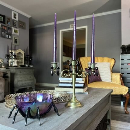 Candelabra with 5 Crystals Art Sculptures