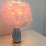 Pink Feather Boho Lamp