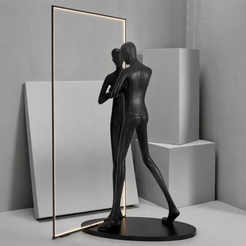 79-inch black floor lamp providing dramatic vertical presence in modern loft