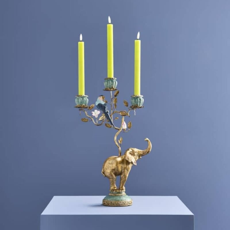 Candleholder Elephant Hand-Painted Animal Sculpture