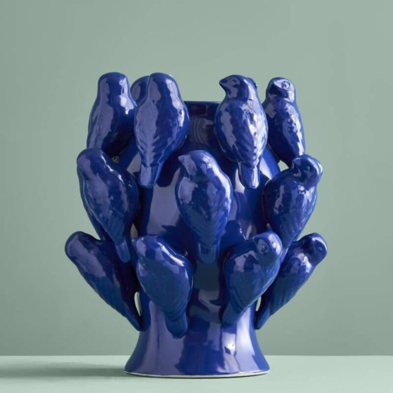 Vase with Birds S Blue Bird Sculpture