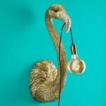 Flamingo Tiffany Wall Lamp Gold Animal Sculpture