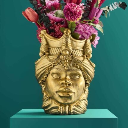 Sicilian Flower Pot Agostina Gold | Animal Sculptures