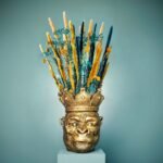 Flower Pot Monkey Kong Gold Animal Sculptures