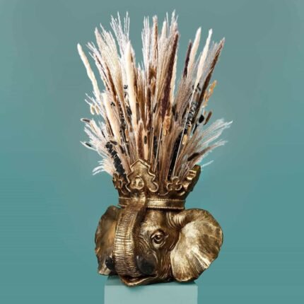 Flower Pot Elephant Jumbo Gold Animal Sculptures