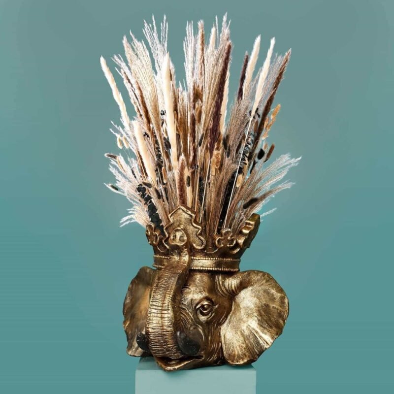 Flower Pot Elephant Jumbo Gold Animal Sculptures